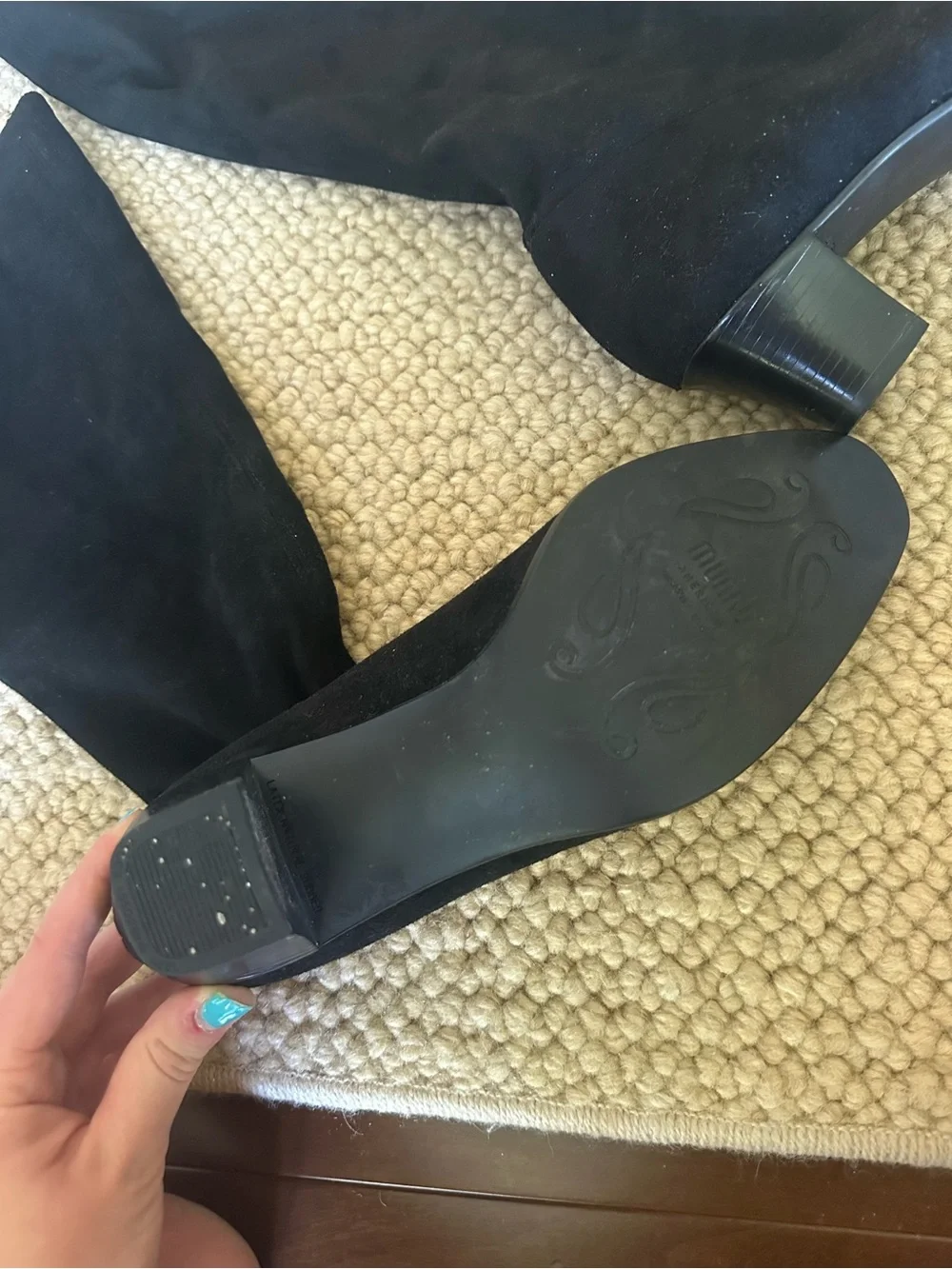 Black suede knee high boots